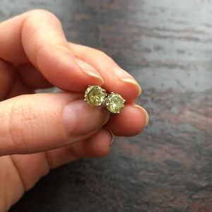 Crislu yellow crystal silver stud earrings